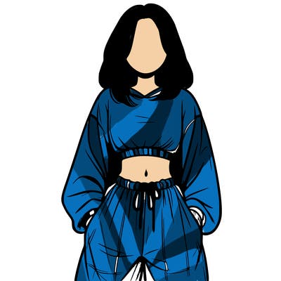 realistic girl faceless with baggy pants and a crop top