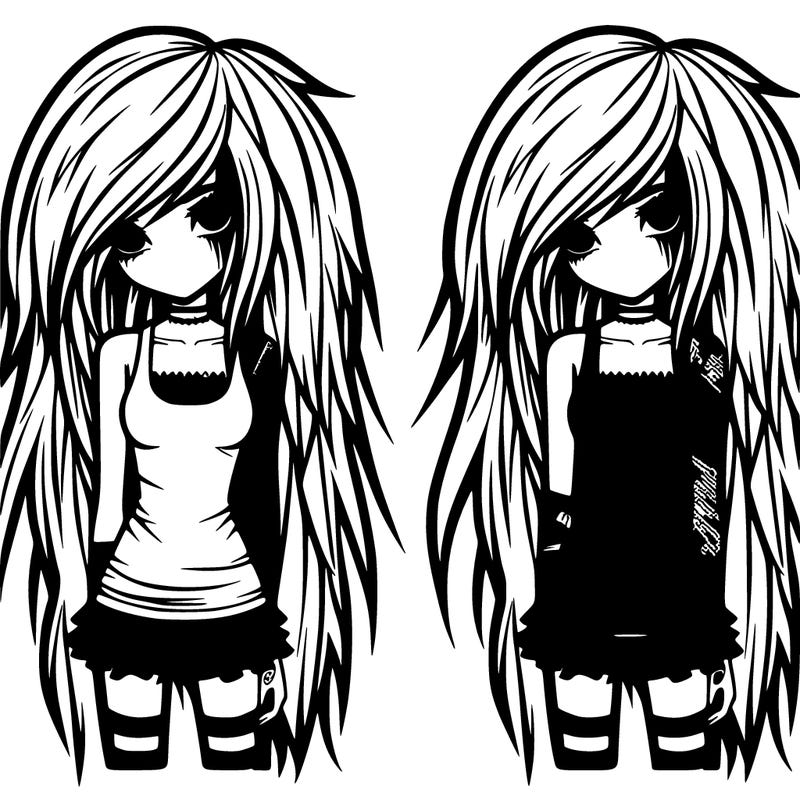 emo girls with tang tops and really long hair