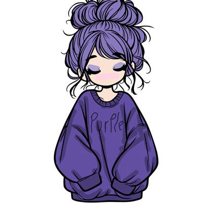 girl with baggy sweatshirt and messy bun
