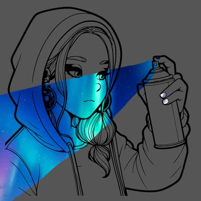 a realistic girl, spray painting