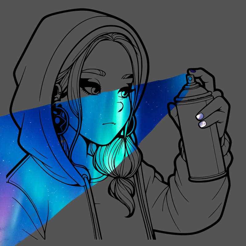 a realistic girl, spray painting