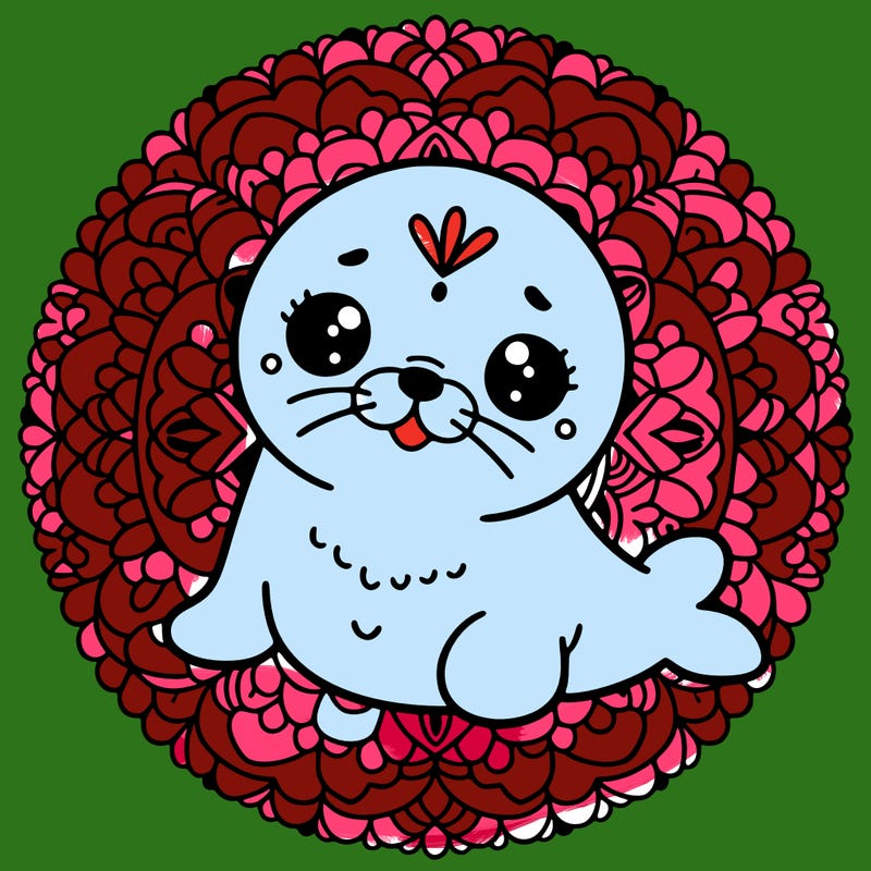 a cute baby seal mandala