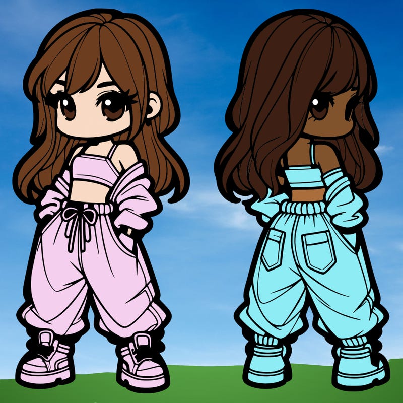 girl in crop top and baggy pants