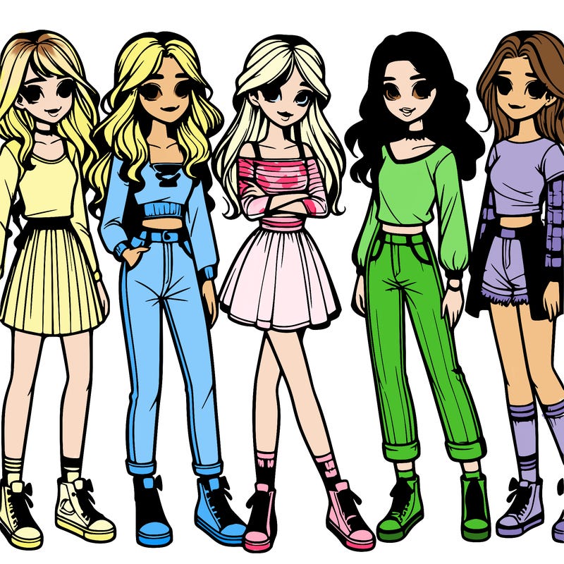 realistic group of 6 girls