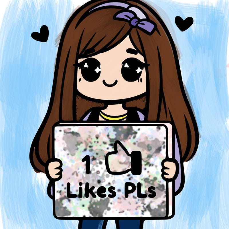 girl holding a sign saying 10 likes pls