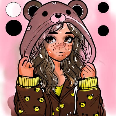 realistic girl in a animal pjs hoodie