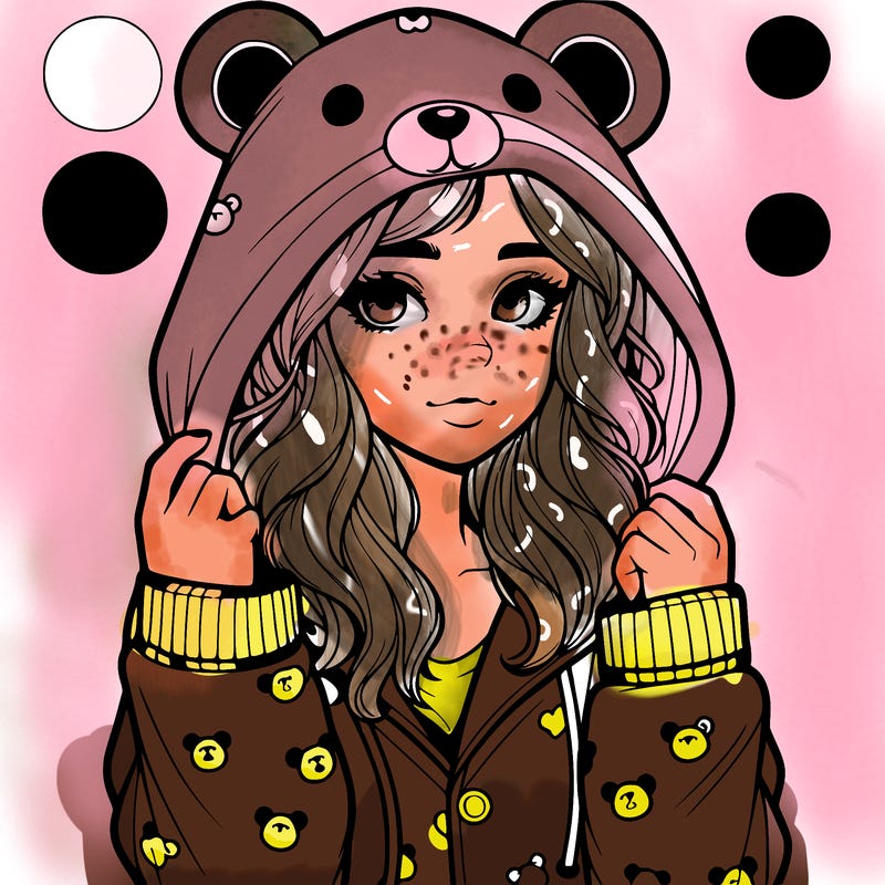 realistic girl in a animal pjs hoodie