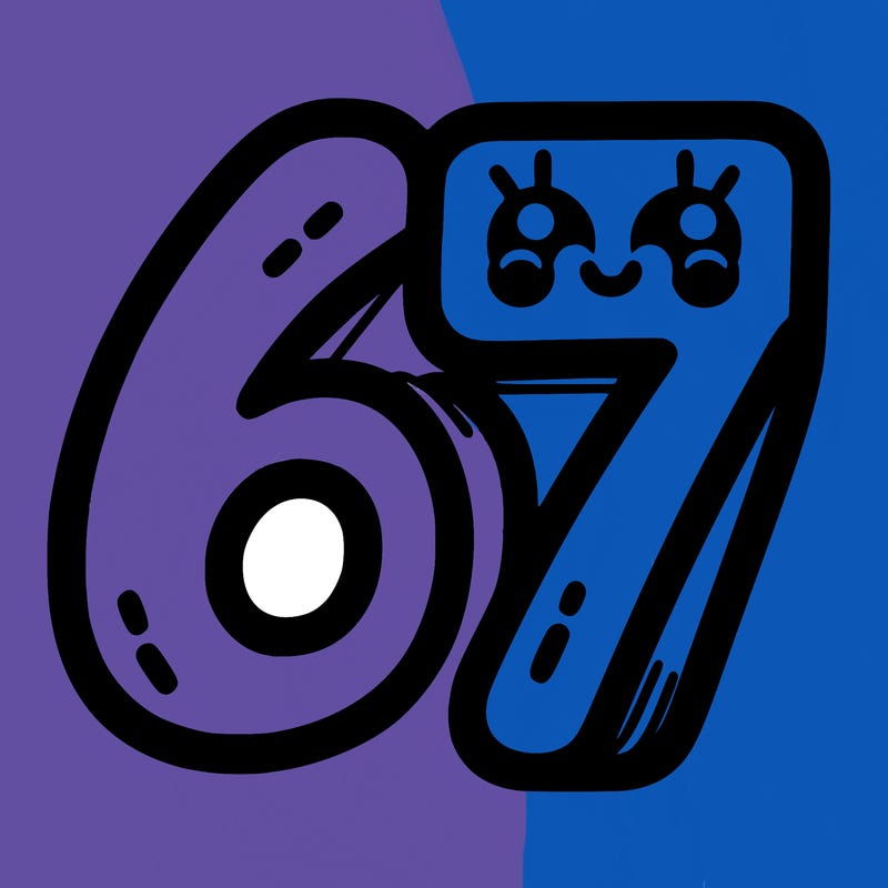 the numbers 67