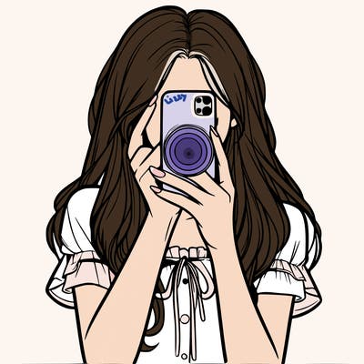 a realistic girl holding her phone taking pictures
