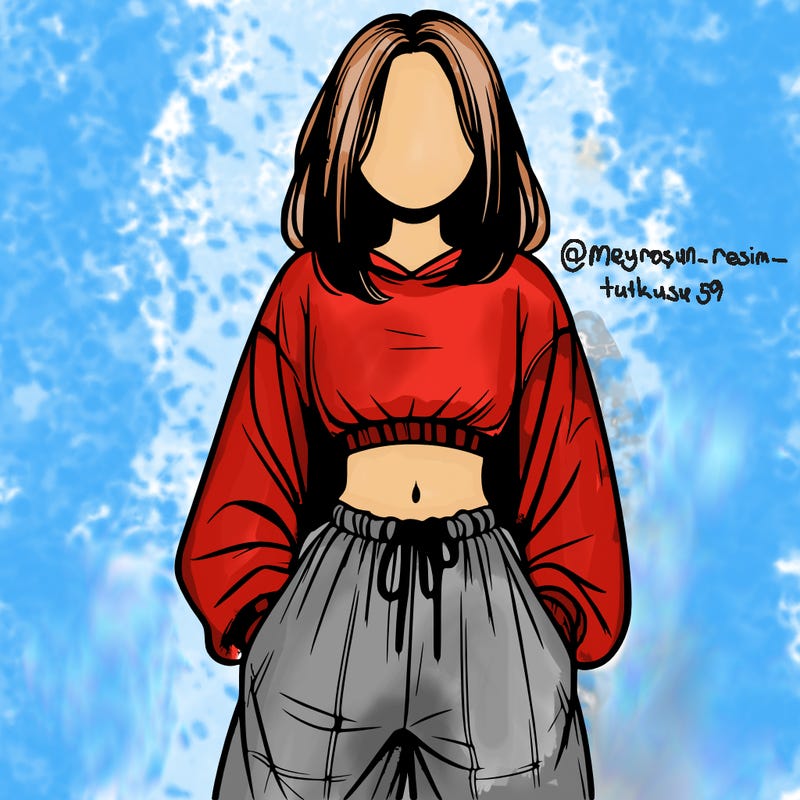 realistic girl faceless with baggy pants and a crop top