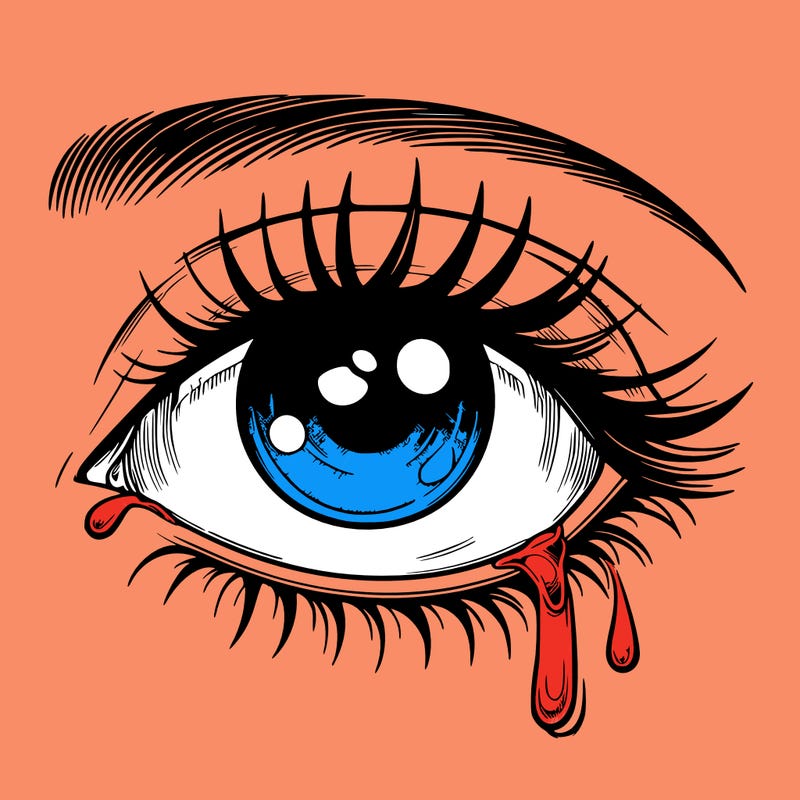 realistic slightly crying eye