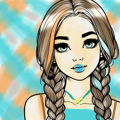 realistic girl with braids