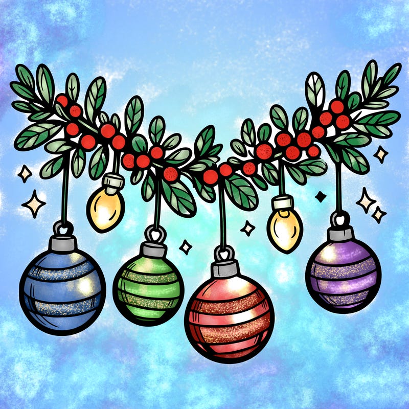 christmas garland with big bulbs