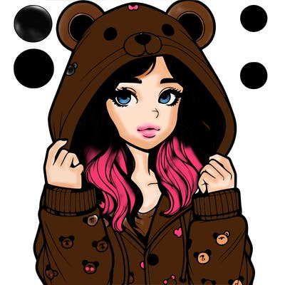 realistic girl in a animal pjs hoodie