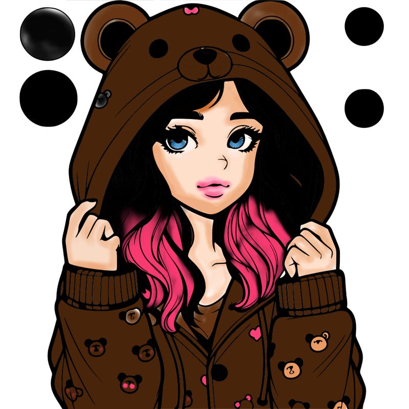 realistic girl in a animal pjs hoodie