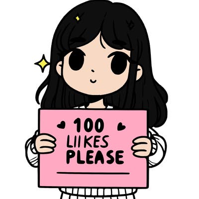 a girl holding up a sign saying 100 likes please