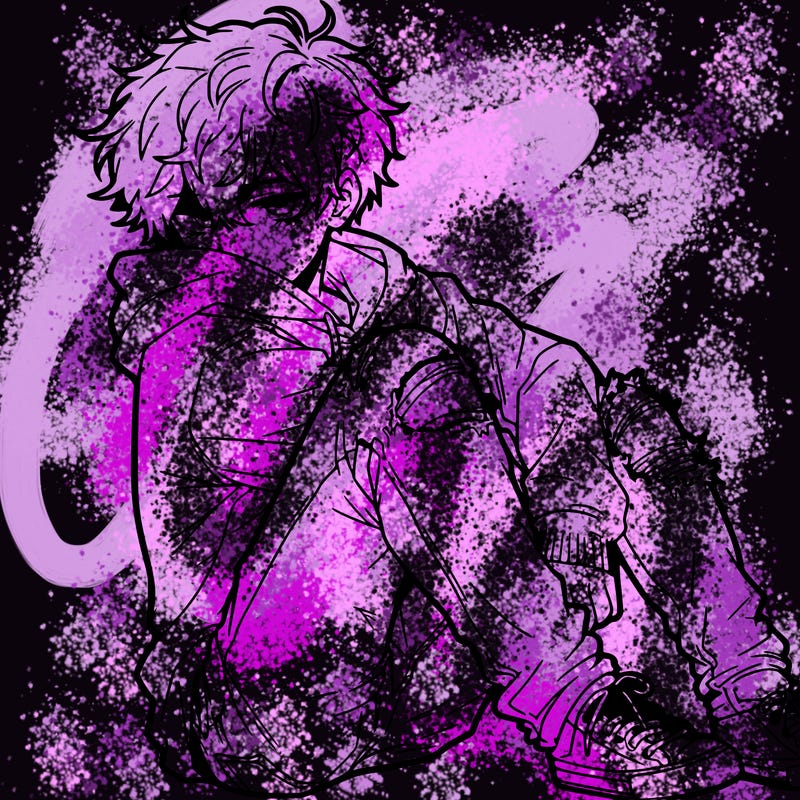 a male hoddie ripped jeans messy hair anime