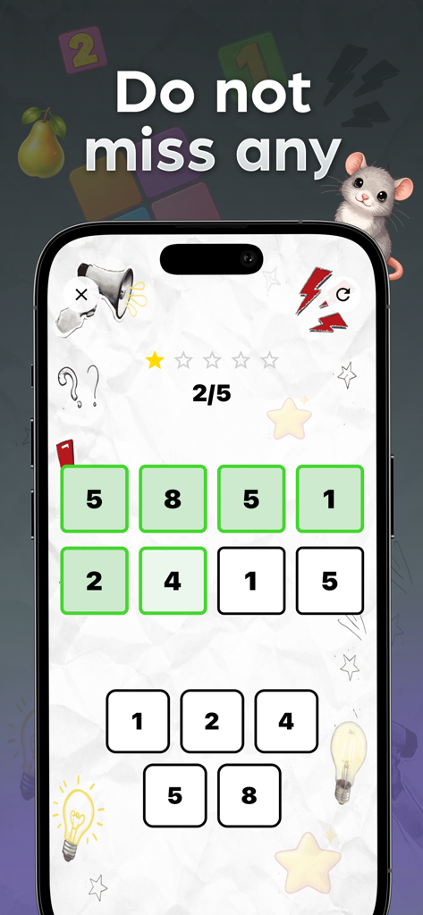 Say the Word on Beat Game - Gameplay screen of Say the Word on Beat showing a grid of numbers for a rhythm-based memory challenge