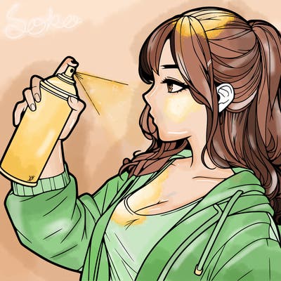 a realistic girl spray, painting