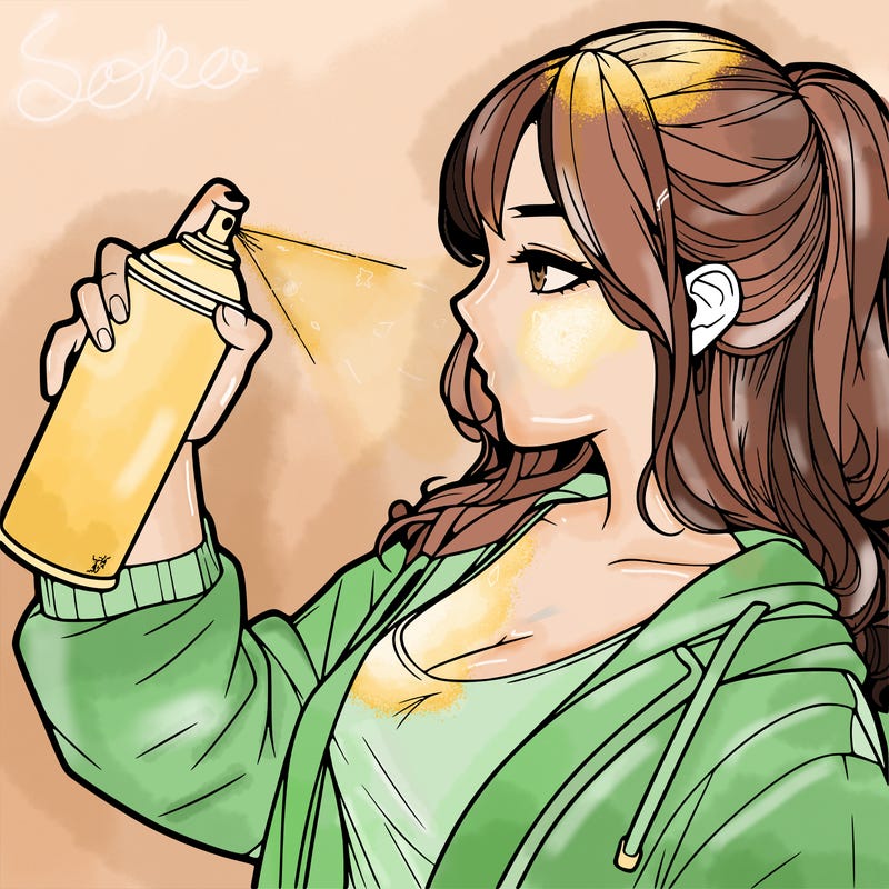 a realistic girl spray, painting