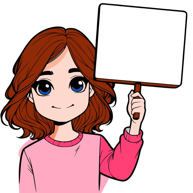 realistic girl holding up a sign
