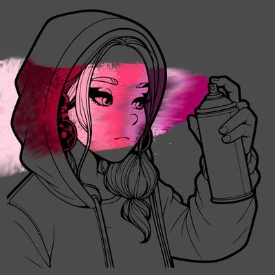 a realistic girl, spray painting