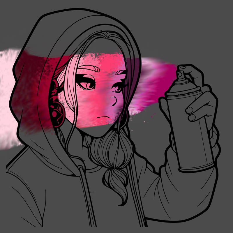 a realistic girl, spray painting