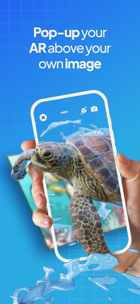 Eine 3D-Schildkröte springt mit Augmented Reality aus einem Smartphone-Bildschirm