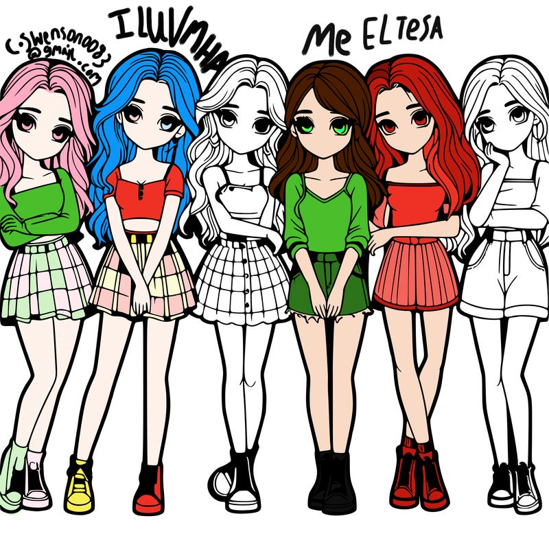 a group of girls realistic