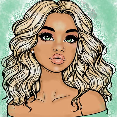 realistic girl with wavy hair and lips