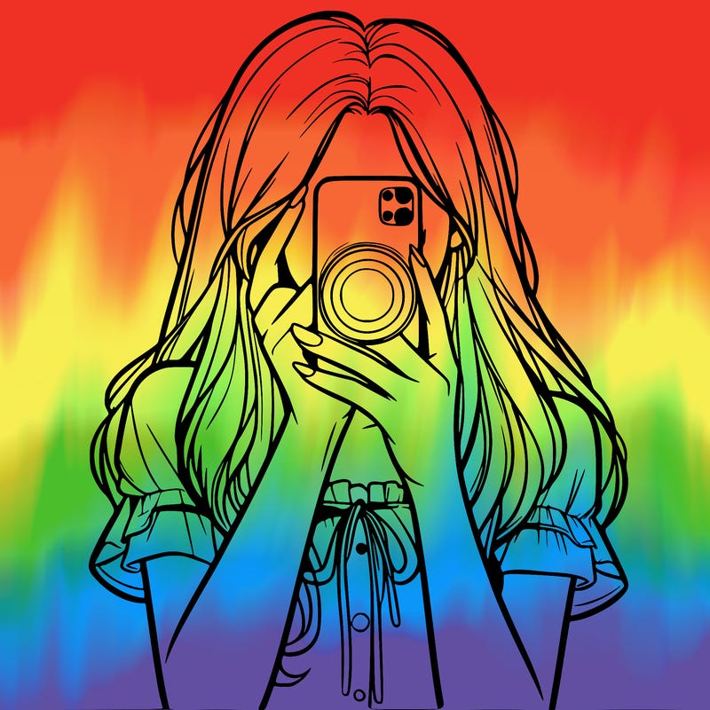 a realistic girl holding her phone taking pictures