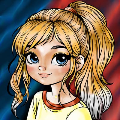 realistic girl with ponytail