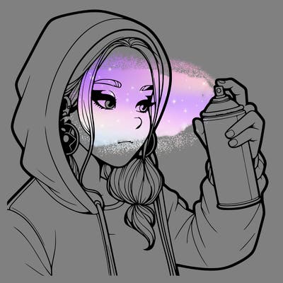 a realistic girl, spray painting