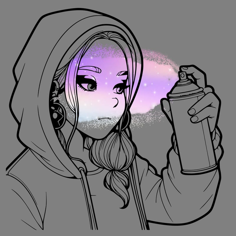 a realistic girl, spray painting