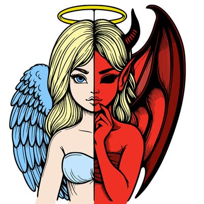 realistic angel half demon