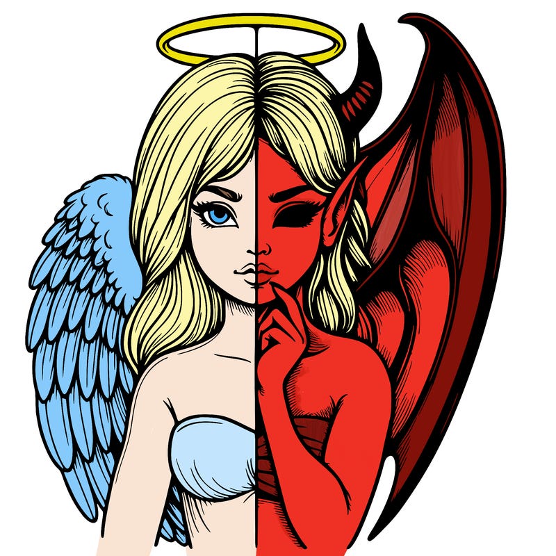 realistic angel half demon