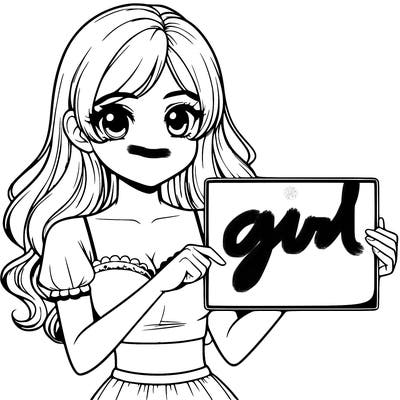 realistic pretty girl holding blank sign