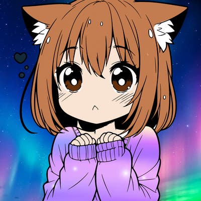 shy anime catgirl