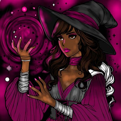 realistic women sorcerer using magic