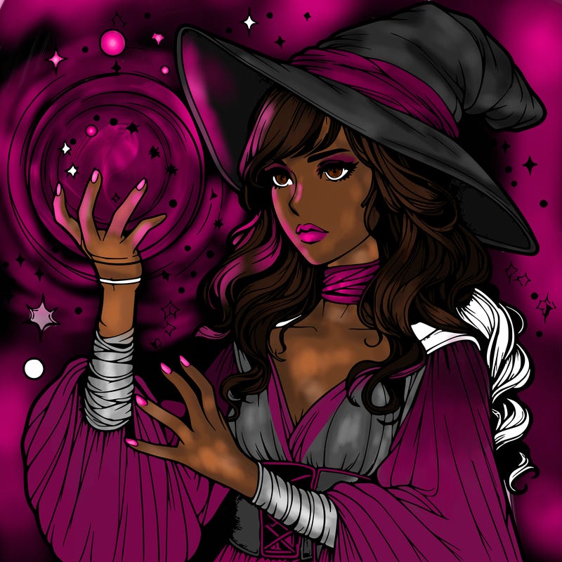 realistic women sorcerer using magic