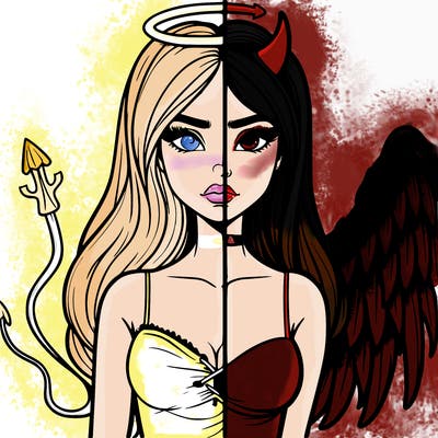 devil vs angel realistic girl