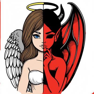 realistic angel half demon