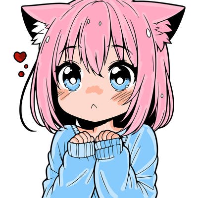 shy anime catgirl