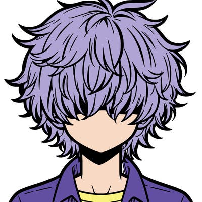 manga boy fluffy hair covering his eyes