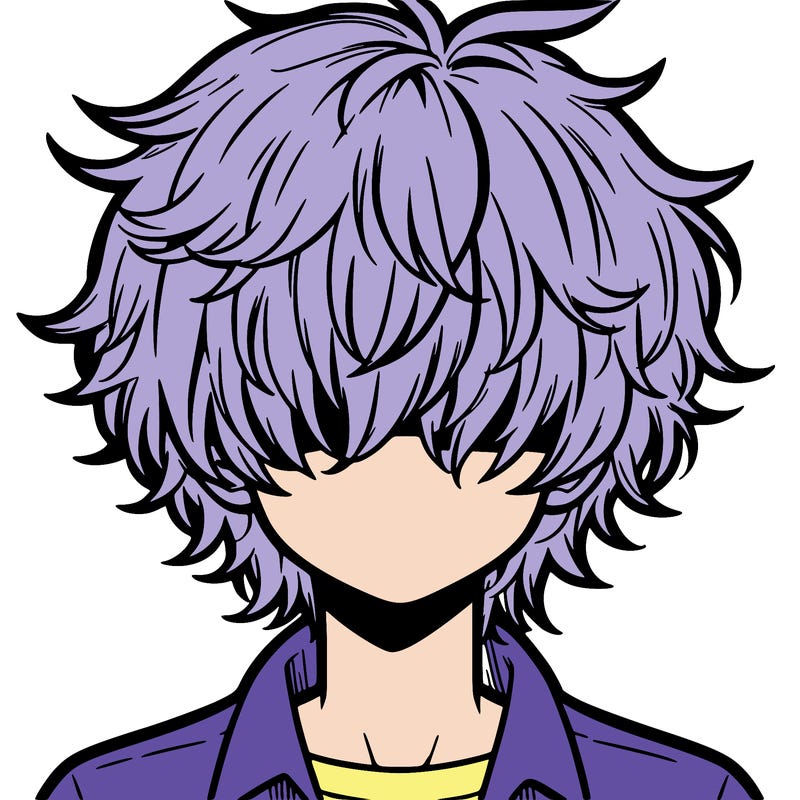 manga boy fluffy hair covering his eyes