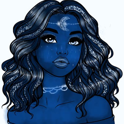 realistic girl with wavy hair and lips