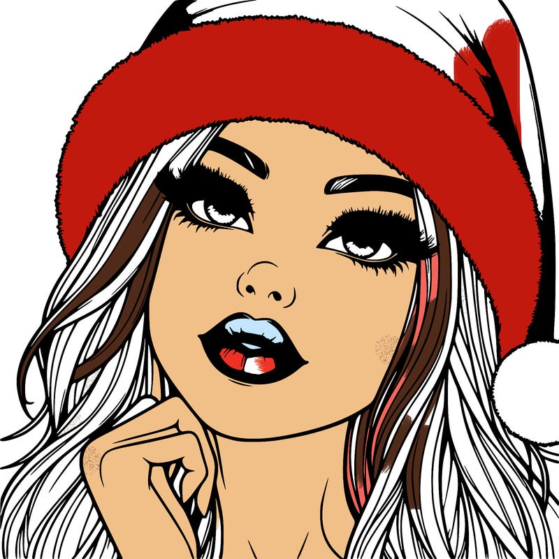 realistic christmas girl with lips
