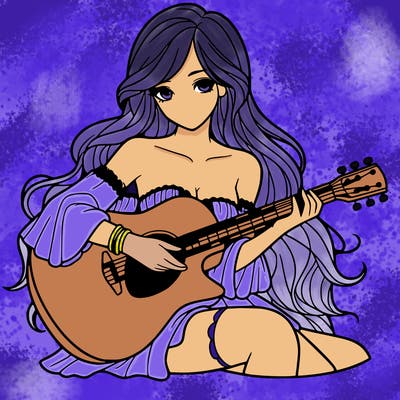 beautiful girl playing the guitar