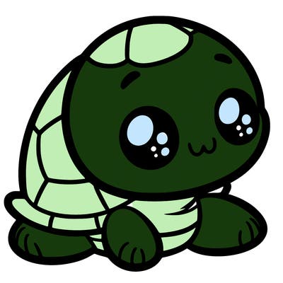 cute little animated turtle