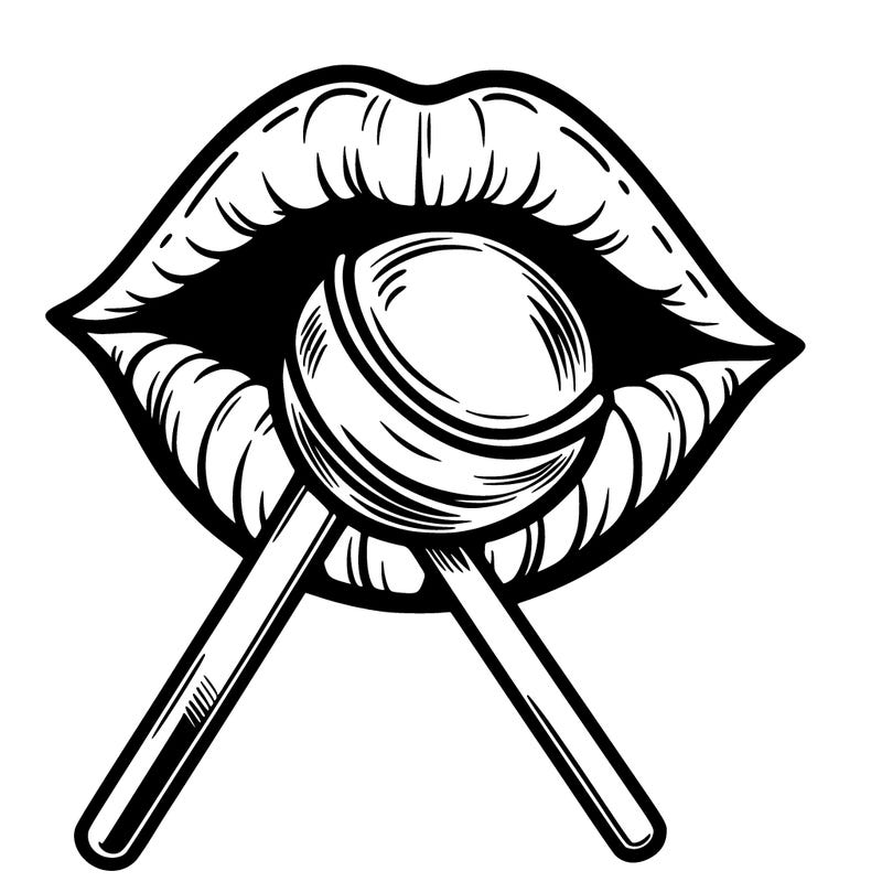 lips with lollipop in mouth